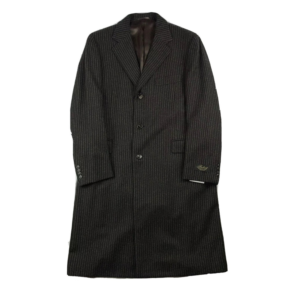 Belvest Brown Black Pattern Wool Cashmere Camel Topcoat Size Mens 40R NWT